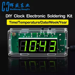 TJ-56-428 Kits de reloj DIY Digital de 4 dígitos con carcasa acrílica, Kit de práctica de soldadura de reloj despertador DIY para aprender electrónica