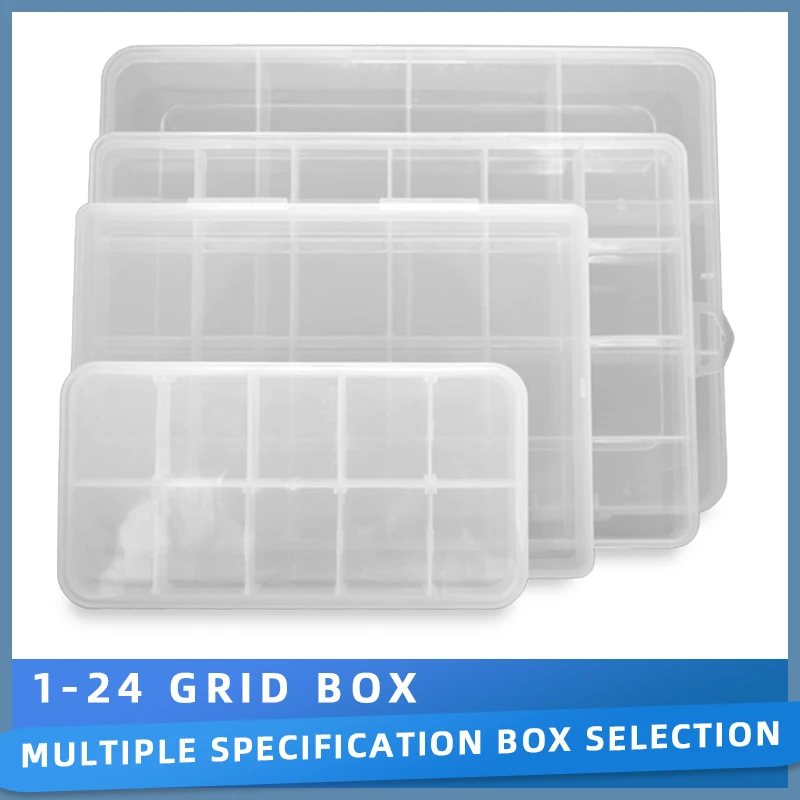 Plastic Container Box Transparent Storage Compartment Adjustable Organizer For Jewelry Button Hardware Screw Detachable Box Case