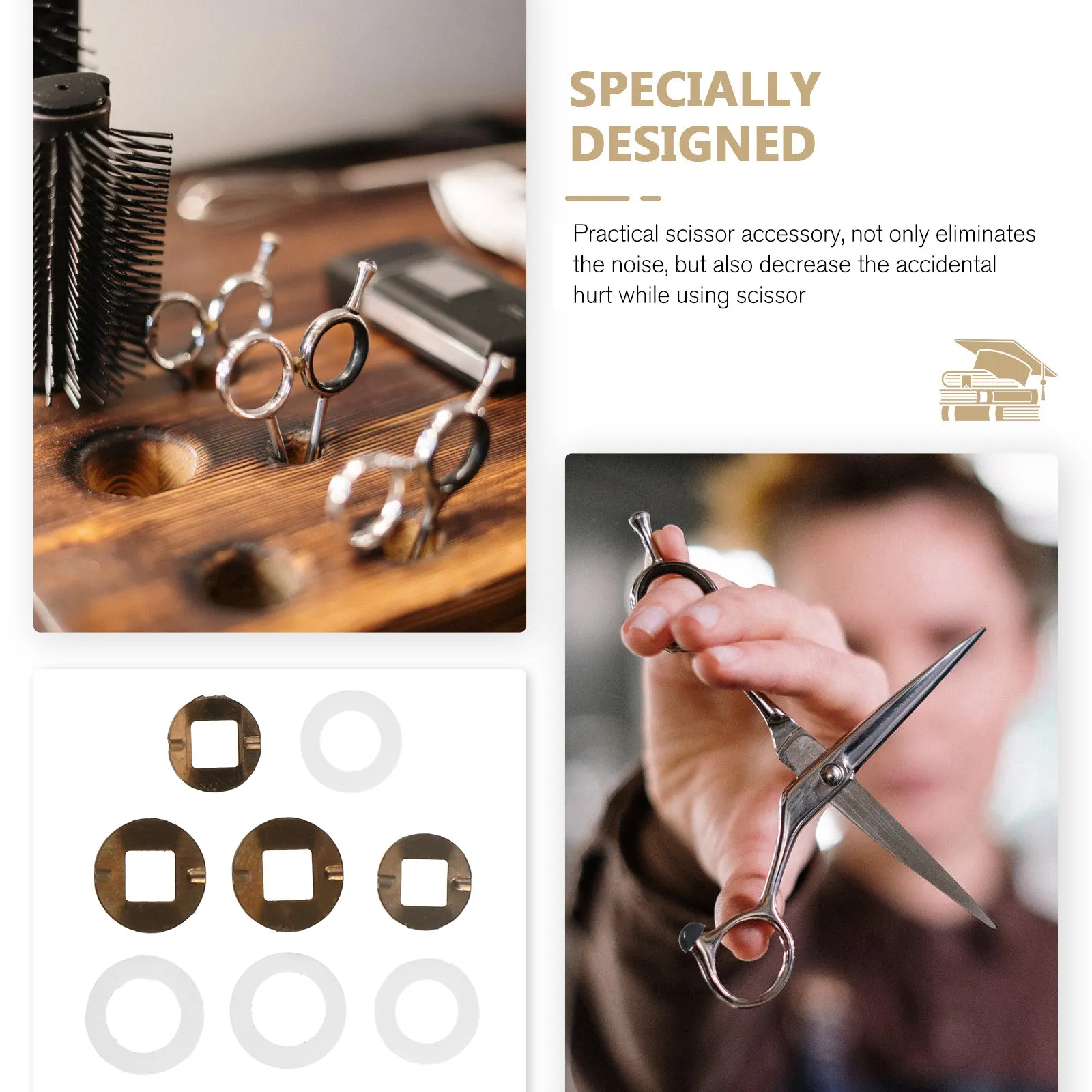 8Pcs Metal Tail Pin Pad for Hairdressing Scissors Barber Shear Gasket Noise Reducing Cutting Stability Enhancement Pet
