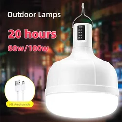 Led Camping Lantern 80w 100w Outdoor Light Portable Rechargeable Spotlights Camping Supplies Travel Lighting Emergency Bulb