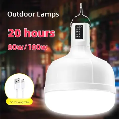 Led 캠핑 랜턴 80w 100w 야외 조명 휴대용 충전식 스포트 라이트 캠핑 용품 여행 조명 비상 전구