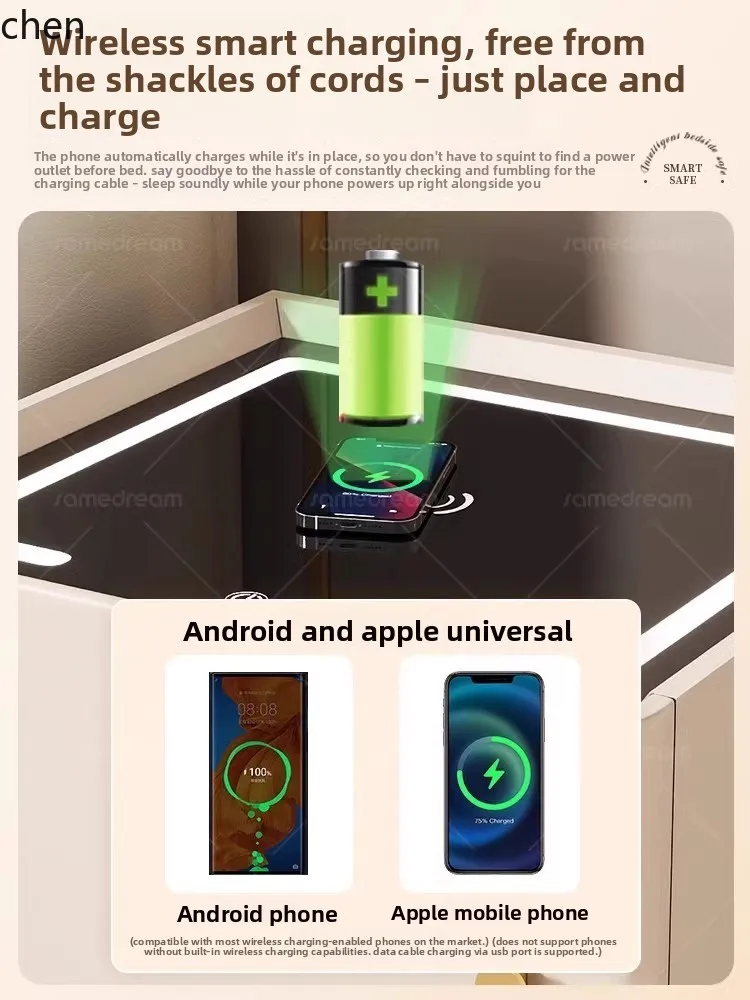 HT Smart Bedside Table Safe Integrated Home Bedroom High-end Small Bedside Cabinet