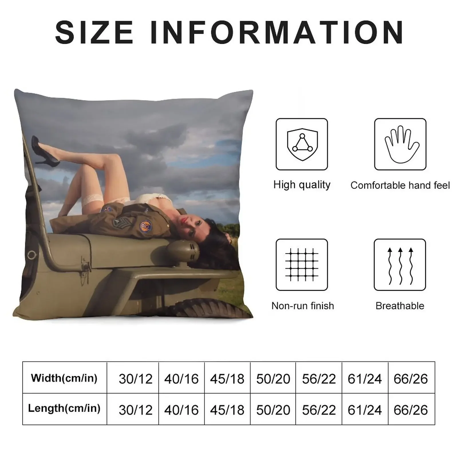 Ivette on a 1944 Willys MB Throw Pillow Decorative pillowcase anime girl pillow