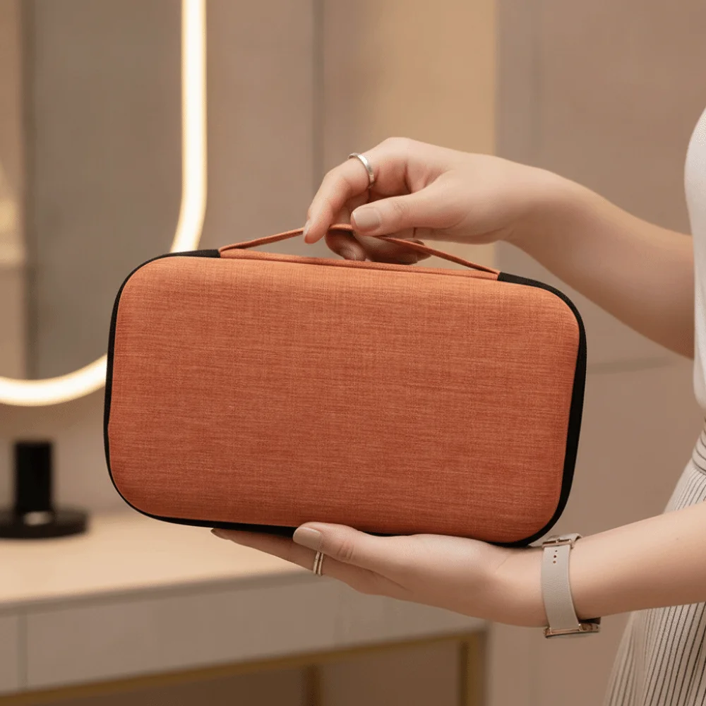 Dustproof Sunglasses Storage Box Inner Mesh Pocket Fabric Carry Handle EVA Hard Glasses Case Hard Shell Lightweight Protective