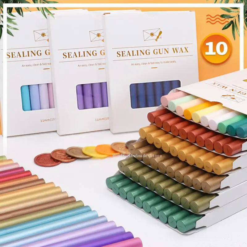 10Pcs/box Seal Wax Sticks for Melting Glue Gun Sealing Wax Sticks Wedding Party Invitation Sealing Wax Diy Seal Tool