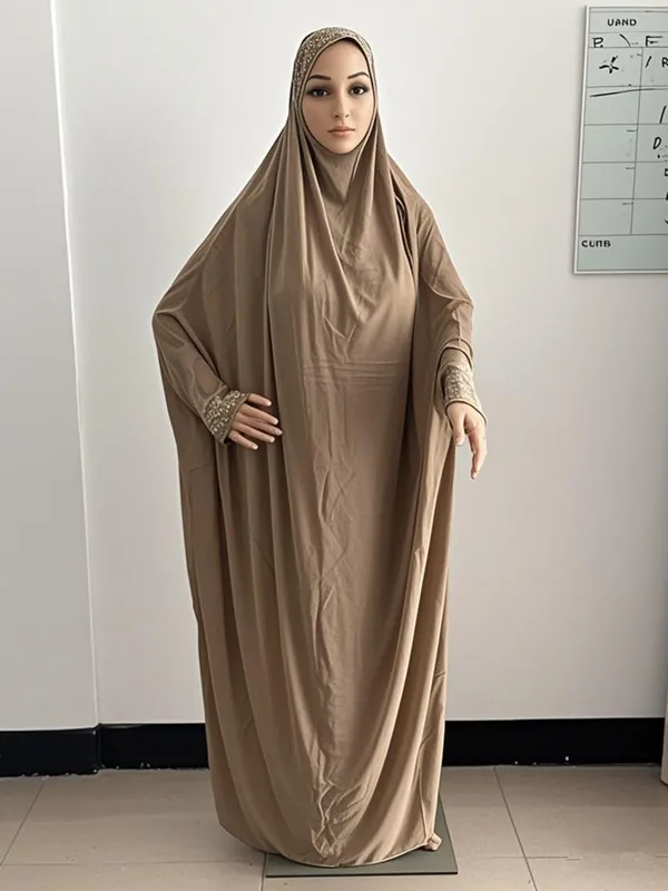 H098 Freie Größe Muslimisches Kleid Beten Khimar Kaftan Burka Abaya Robe Hijab Nahen Osten Kleidung – Detail 6
