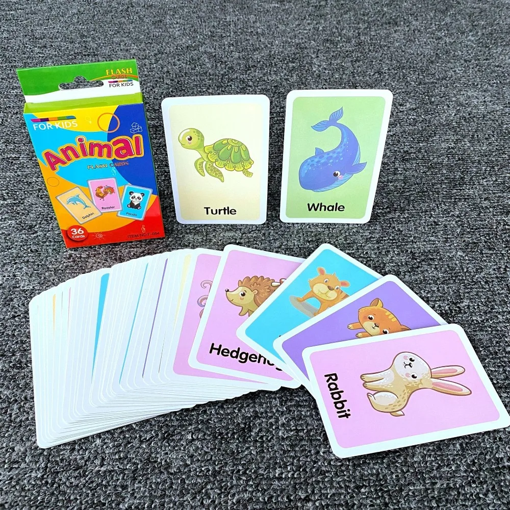 Cartões flash montessori para bebês, cartões duráveis de reconhecimento de palavras em inglês, frutas, cores, cartões flash visuais