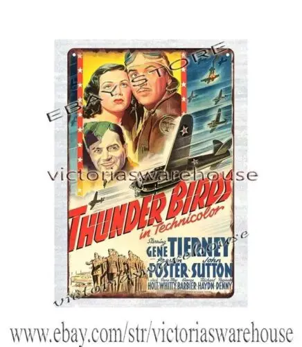 1p,best wall hangings 1942 THUNDER BIRDS GENE TIERNEY MOVIE POSTER metal tin sign