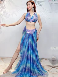 Diamond belly dance costume for women's 2024 new autumn and winter oriental dance sexy bra set for performance costumes