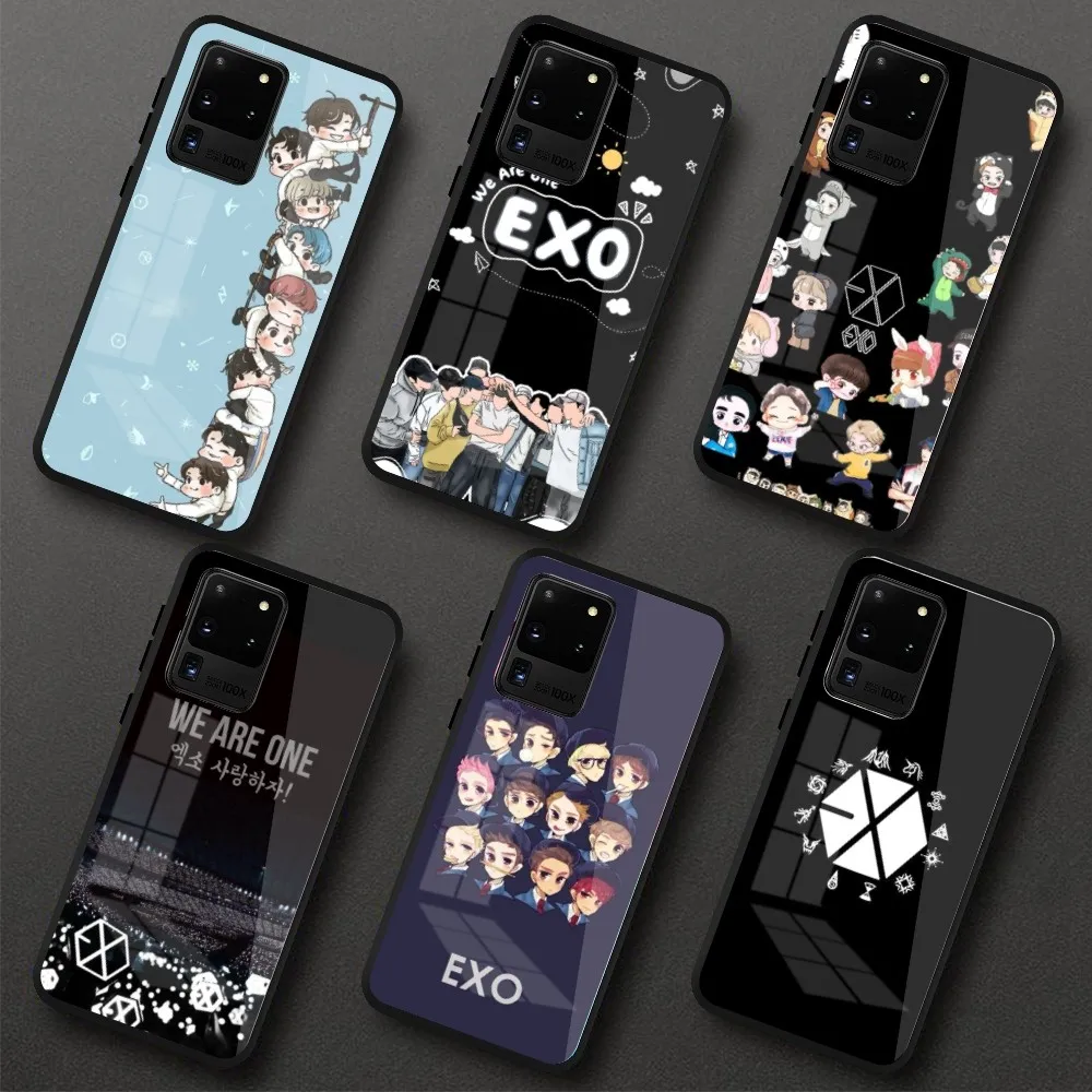 KPOP EXO Cute Mobile Cell Phone Case for Samung S23 S22 S21 Pro Ultra A13 A33 A53 NOTE 20 PC Glass Phone Cover Funda