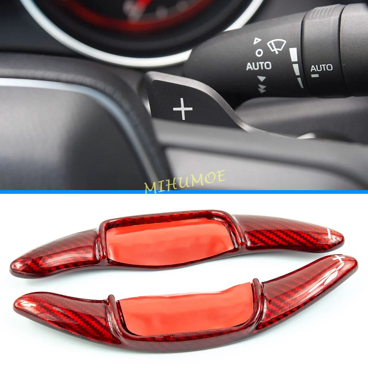 

Red Carbon Fiber Interior Steering Wheel Paddle Shifter Extension For Toyota Camry Avalon Corolla Cross 2019 2020 2021 2022 2023