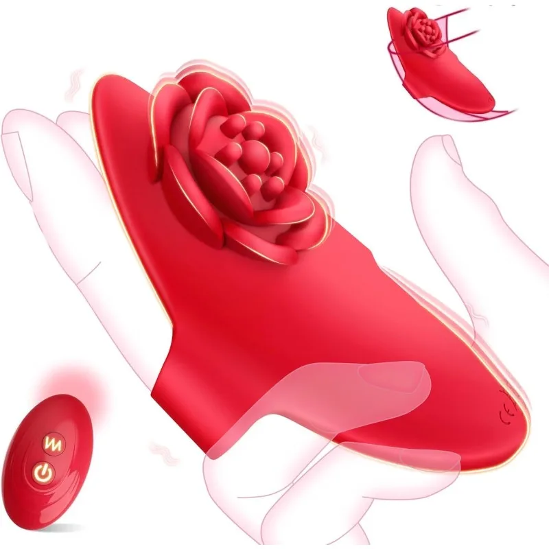 هزاز إصبع الورد مع جهاز تحكم عن بعد G-Spot البظر تحفيز لعبة اللعوب يمكن ارتداؤها للمرأة زوجين لعبة الجنس سر