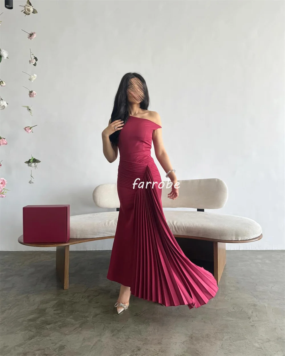 Customized Intricate Fashion Jersey Pleat Ruched Draped Mermaid Off-the-shoulder Midi Dresses Bespoke Occasion Dresses Elegant