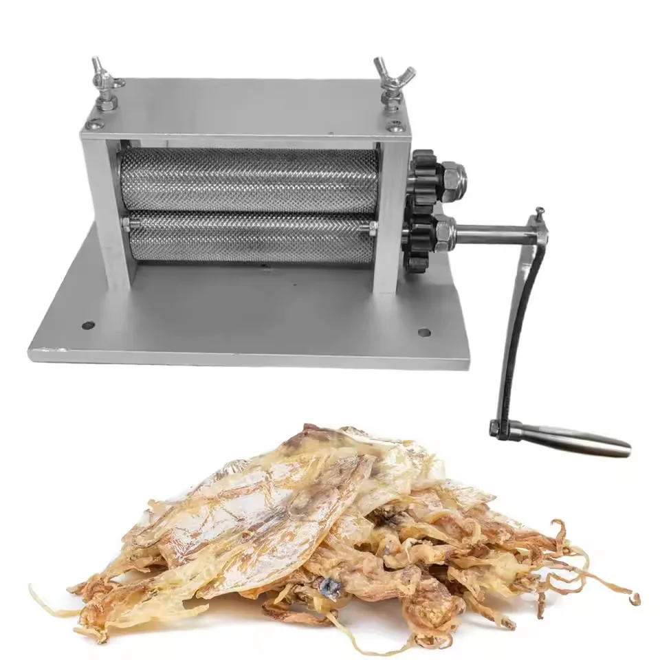 Manual Dried Squid Embossing Machine, Stainless Steel Squid Flatten Loosening Press for Pre‑Roasted Dried Squid