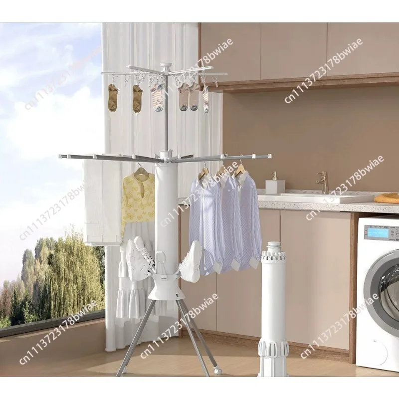 Folding Drying Rack Balcony Home Floor Free Installation Octopus Hanging Drying Rack Movable Invisible Aluminum Alloy Hanger
