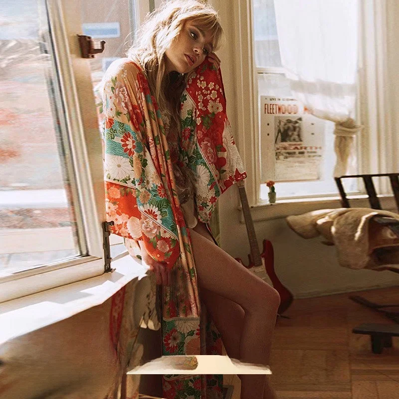 ملابس نسائية فضفاضة من الشيفون للشاطئ للحماية من الشمس، ملابس بيكيني خارجية، ملابس صيفية