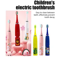Children's Ultrasonic Electric Toothbrush Rechargeable Soft Bristle Sonic Cleaner with Cartoon Design And Spare Brushes