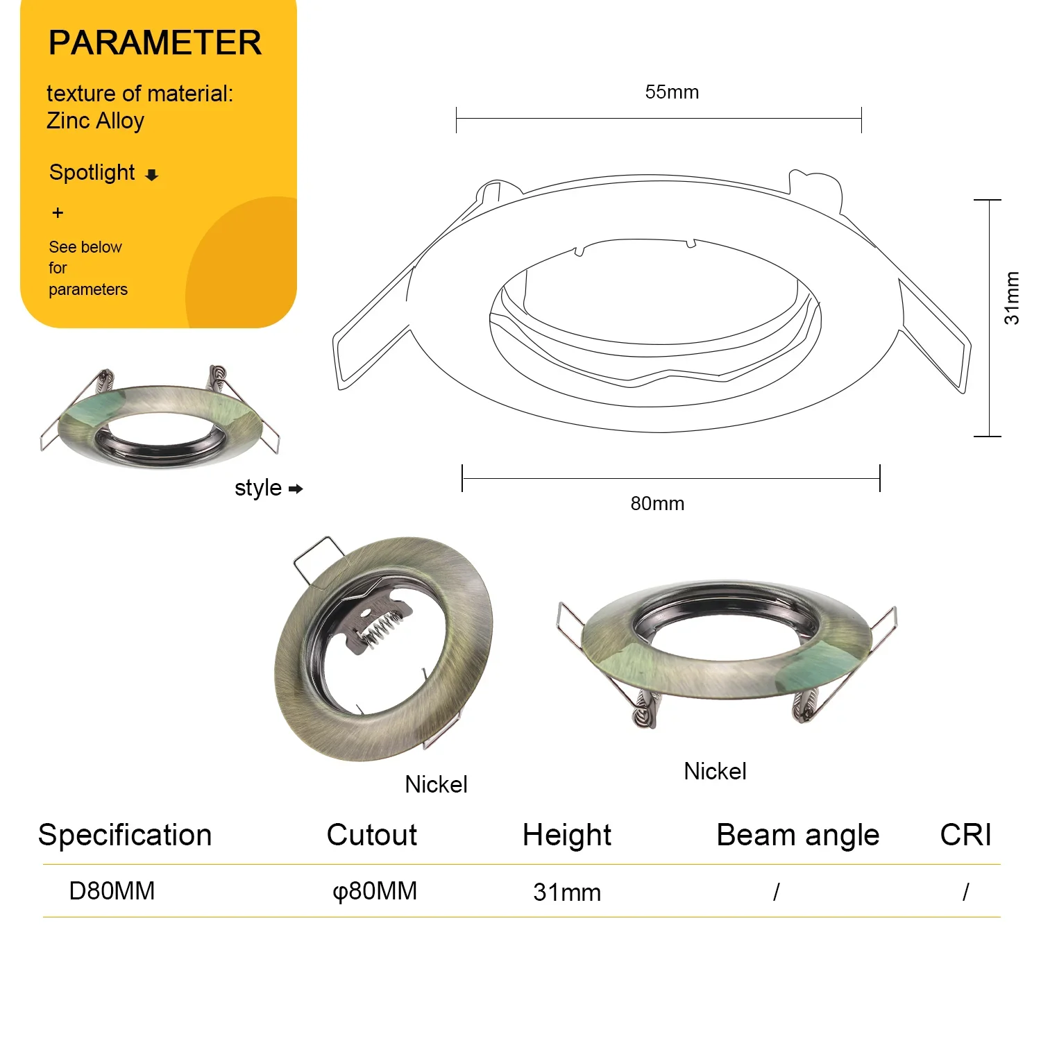 New Design Round Recessed LED Ceiling Downlight Fitting Fixture MR16 GU10 Metal Holder Frame Led Lamp Fixture for Led Spot Light