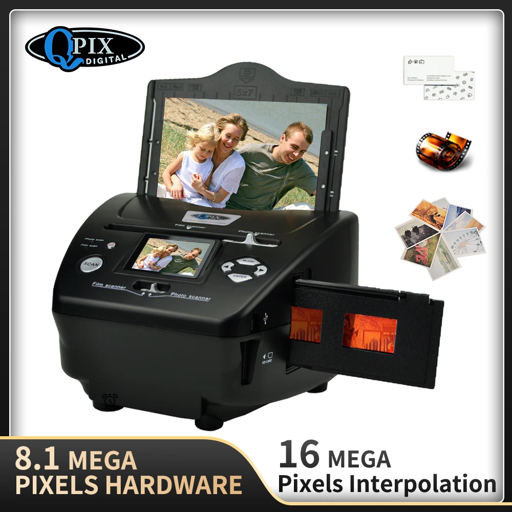 Digital Photo 16MP Film Scanner 4 in 1 Negative Scanner Converts 35mm Film 135 Slides & Negatives for Saving to Image Files