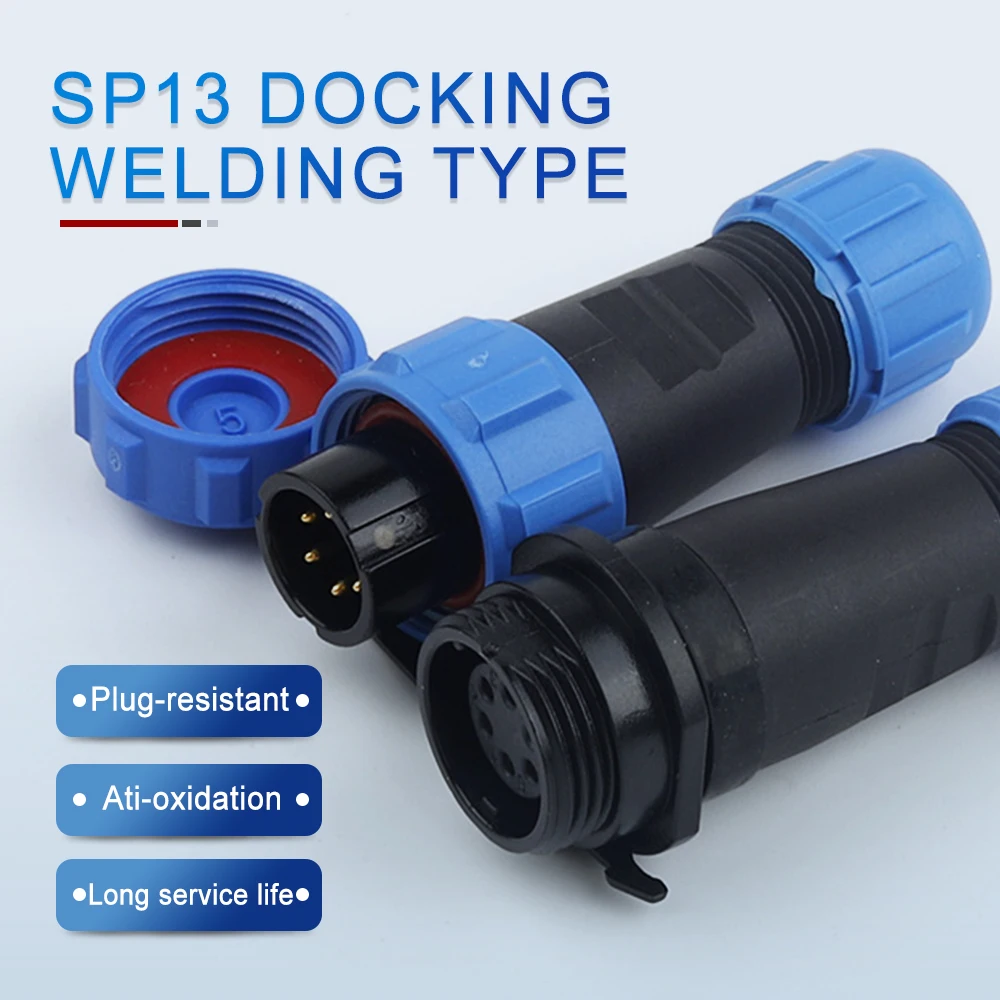 SP13 Docking Type Waterproof Aviation Connectors Male Female Plug Socket IP68 Electrical Cable Wire Connector 2/3/4/5/6/7/9 Pin