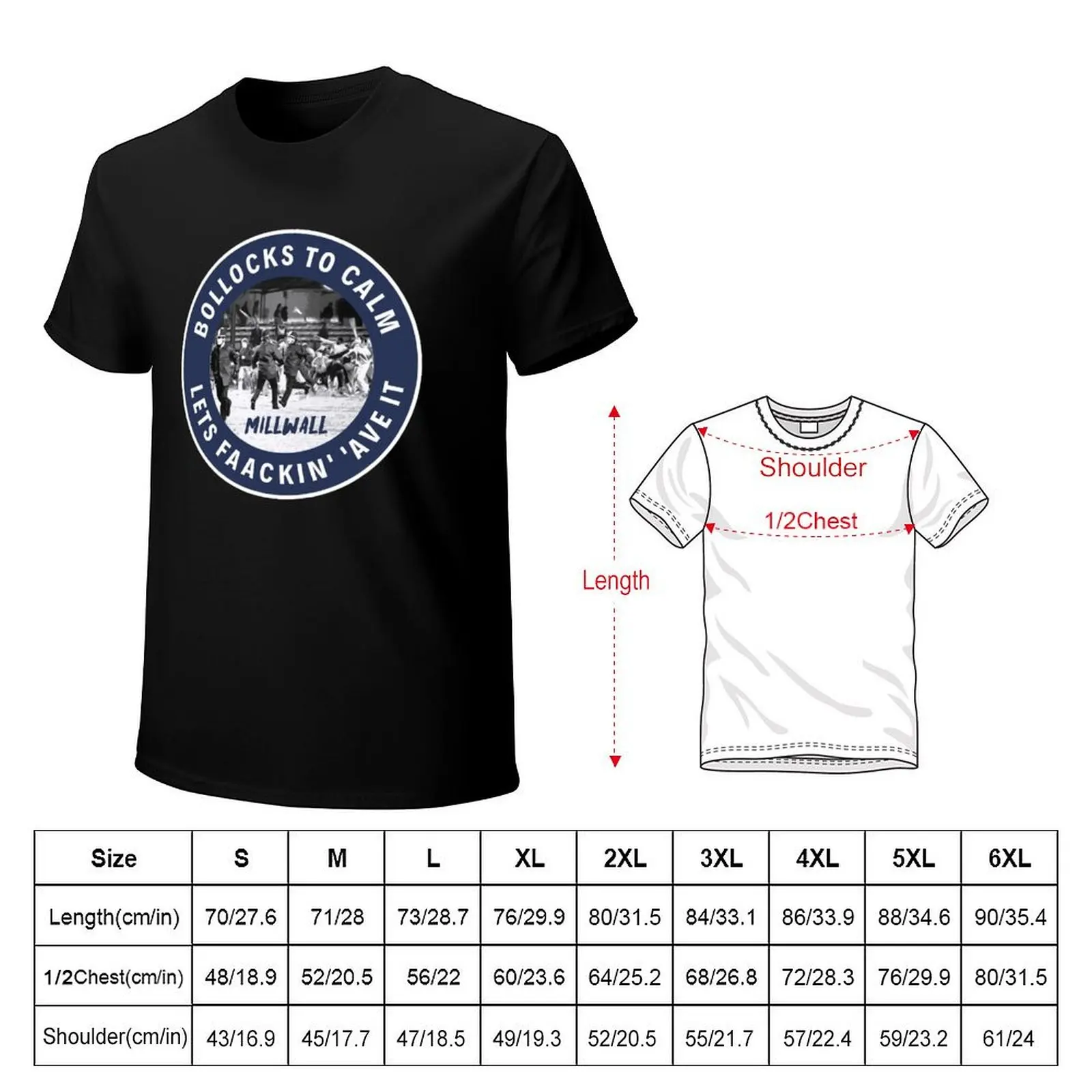 Bollocks To Calm Lets Faackin' 'Ave It Millwall T-Shirt Breathable Lightweight Summer Top