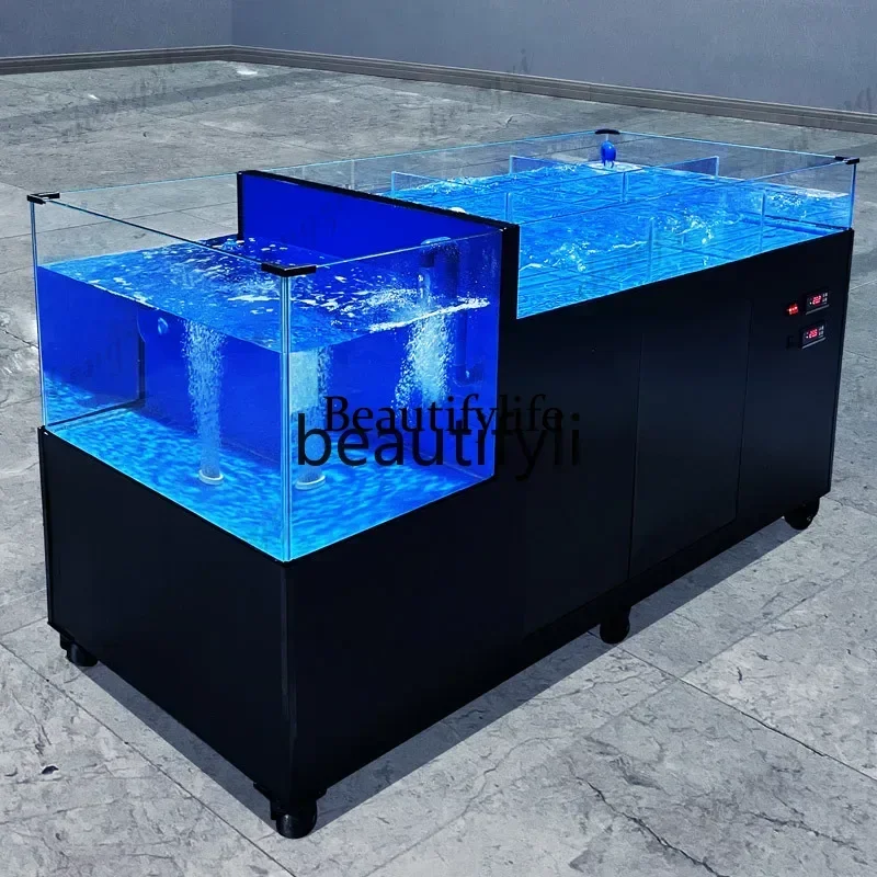 A55 Commercial Custom Mobile Seafood Fish Tank Shellfish Pool Live Aquaculture Holding Tank For Restaurant Hotel