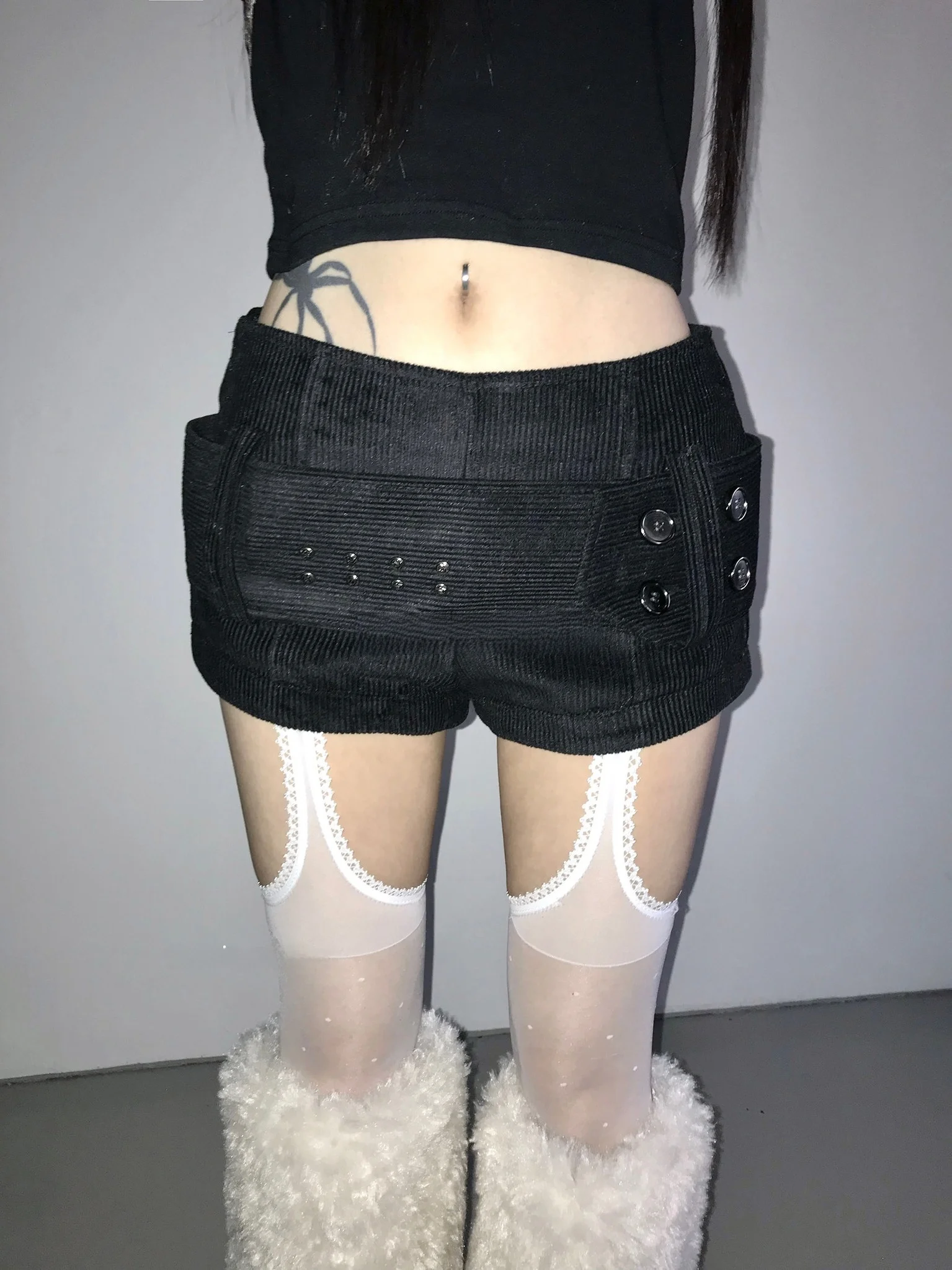 Street Style Y2K Girls Check Design Button Wide Waist Belt Slimming Casual Shorts Korean Style Commute Simple Straight Leg Pants
