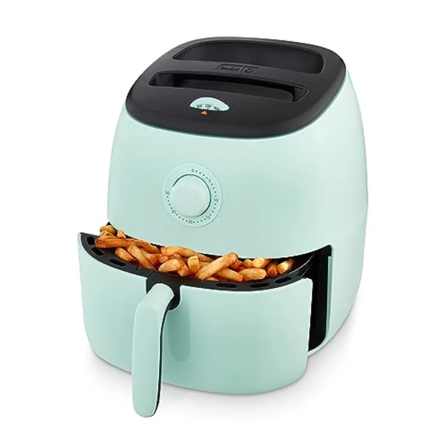 

Air fryer for home cooking, aluminum alloy body, aqua color, compact design with adjustable temperature control, nonstick baske
