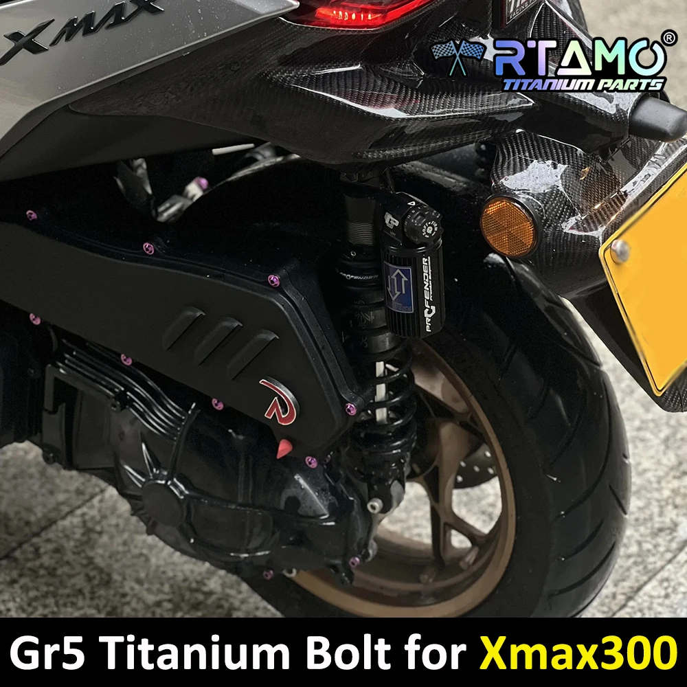 

RTAMO Gr5 Titanium Bolts RearCaliper ABS Disc Screw Axle Nut Pipe Heat Guard Engine Oil Set for Yamaha Xmax 300