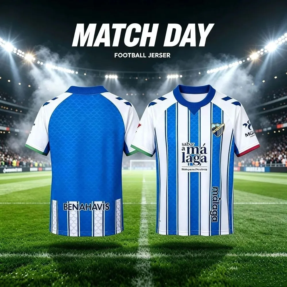2026-27 New Malaga Football Jersey Summer Men's Women's Short Sleeved Fashion T-shirt 3D Printed Quick Drying Sports