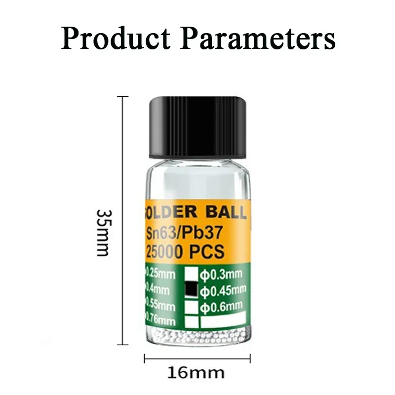 25000pcs/bottle BGA Reballing Balls Leaded Solder Ball Tin Material Soldering Accessories Kit Rework Repair Tools for Welding