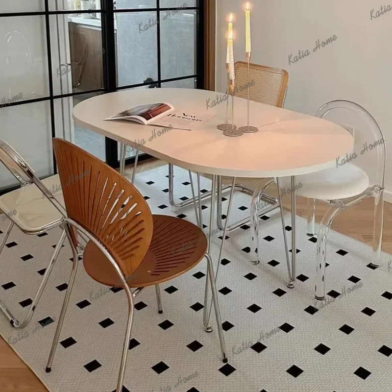 YJ Oval Square Modern Dining Tables For Small Space Kitchen Dining Tables Interior House Mesa Redonda Comedor Nordic Furniture