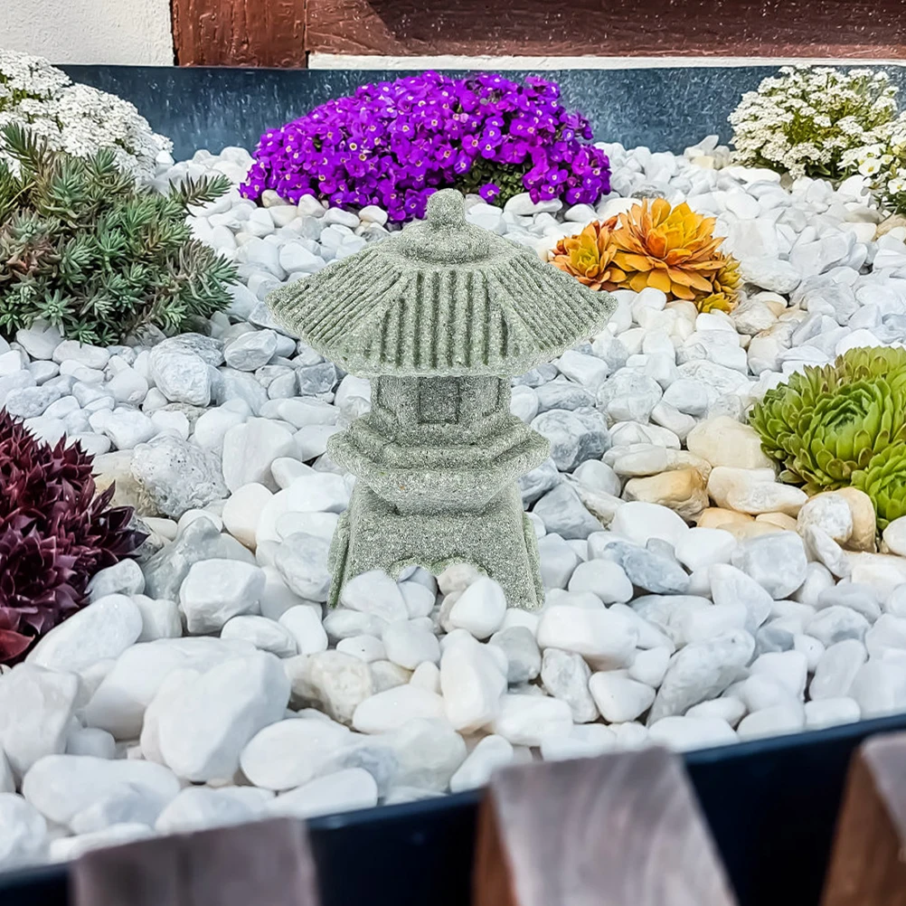 

2pcs Miniature Sandstone Pagoda Statue Japanese Zen Style Garden Decor For Indoor Outdoor Home Decoration, Micro Landscape