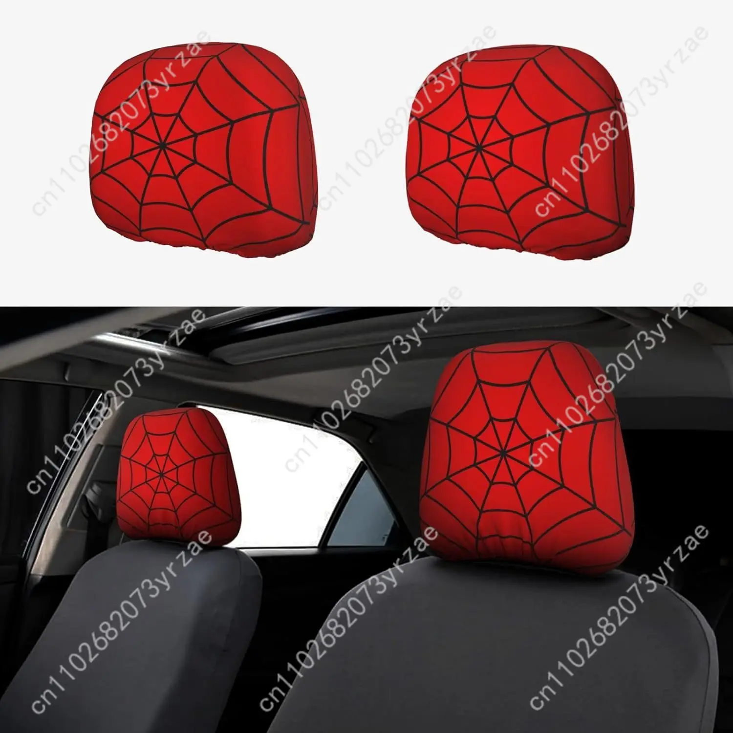 

Red Spider Car Seat Headrest Cover (2pcs) Environmentally Friendly Headrest Protector Breathable Comfortable Vehicle Decor