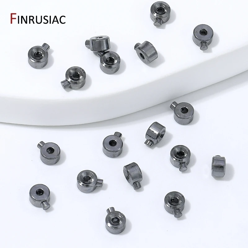 Black Color Brass Crimp End Beads Side Hole Positioning Stopper Beads For Beading Cord String DIY Jewelry Making Accessories