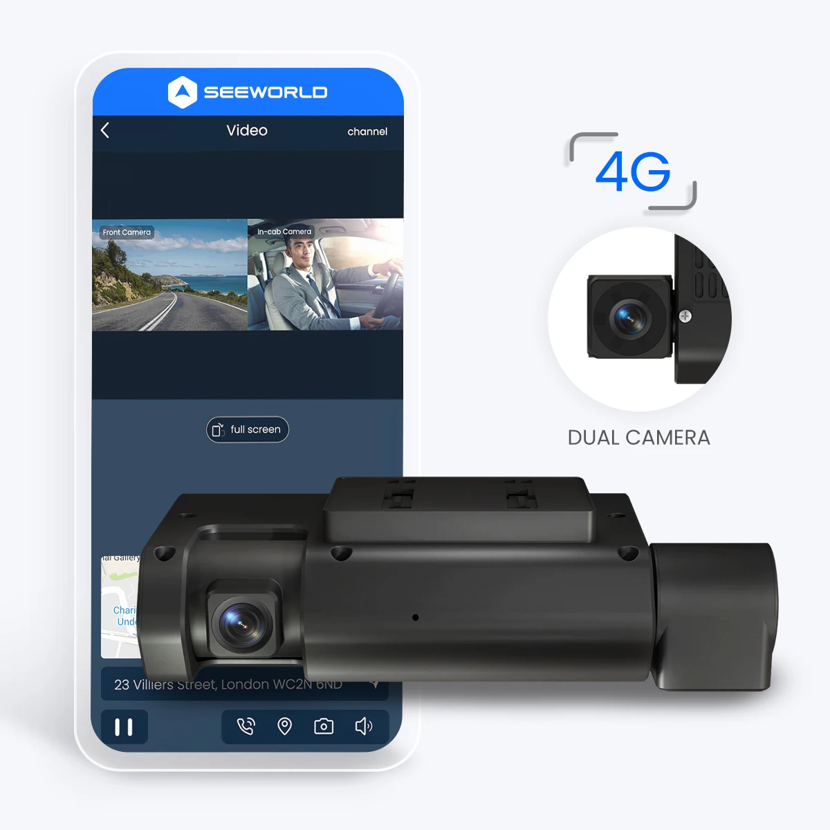 Truck Fleets Dash Cam Video Recorder Dual Lens LED 1080p Resolution ADAS Park Mode Night Vision App Control 1 Year Warranty