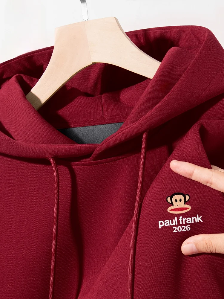 

Утепленная толстовка с капюшоном на флисовой подкладке, осень-зима 2026, утолщенная, с длинными рукавами, с принтом, повседневная