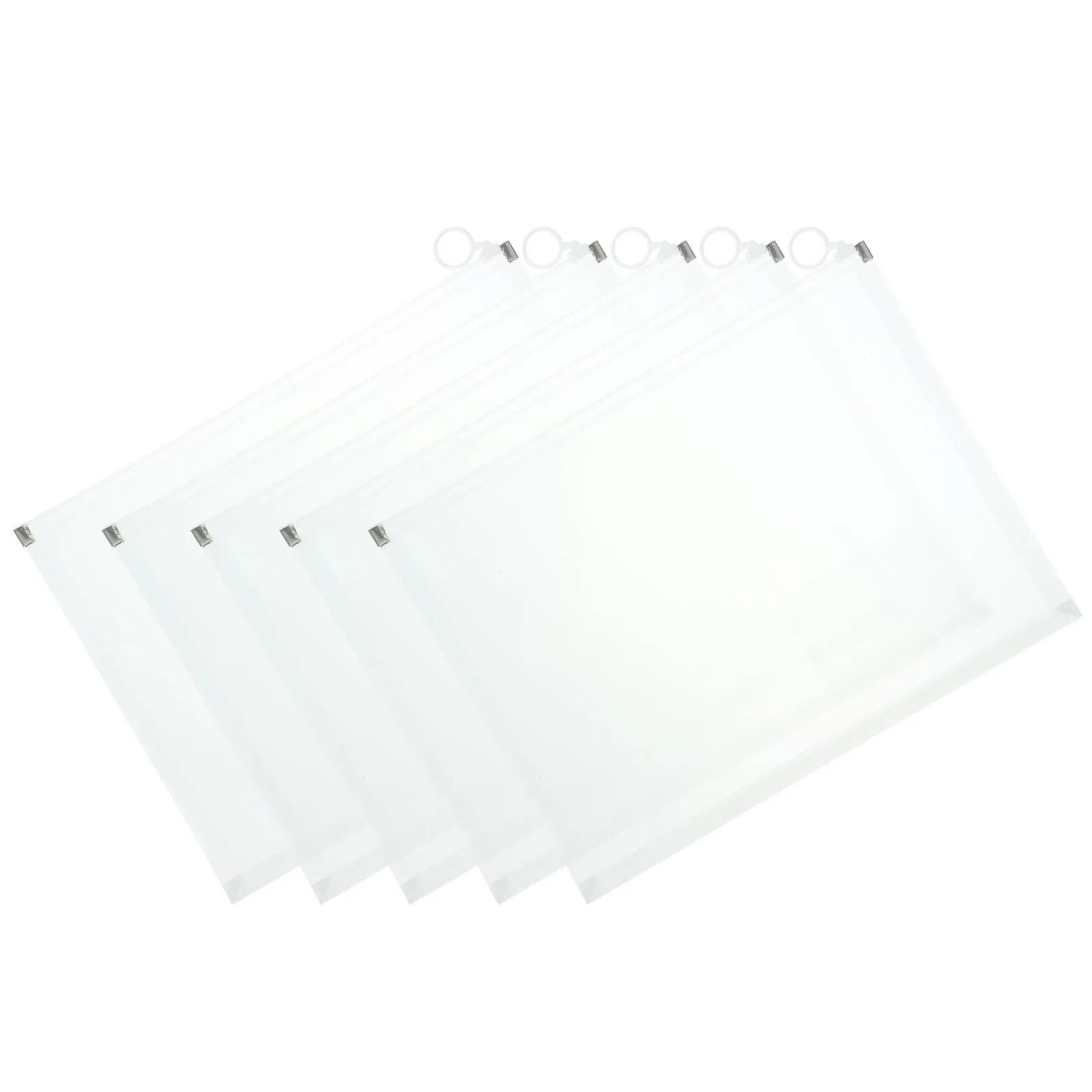 

5pcs Transparent File Pockets Plastic Document Bags Waterproof Storage Pouches A4 Size Pp Material Office Home School