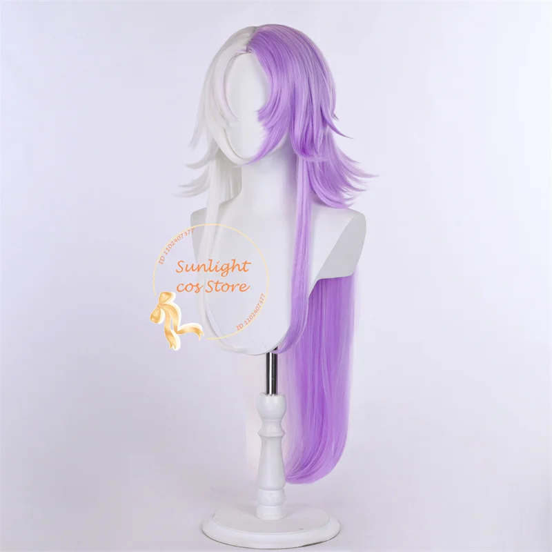 Anime Cos Cosplay 100cm Long Sigma Cosplay Wig Purple White Sigma Wigs Heat Resistant Synthetic Hair + Wig Cap