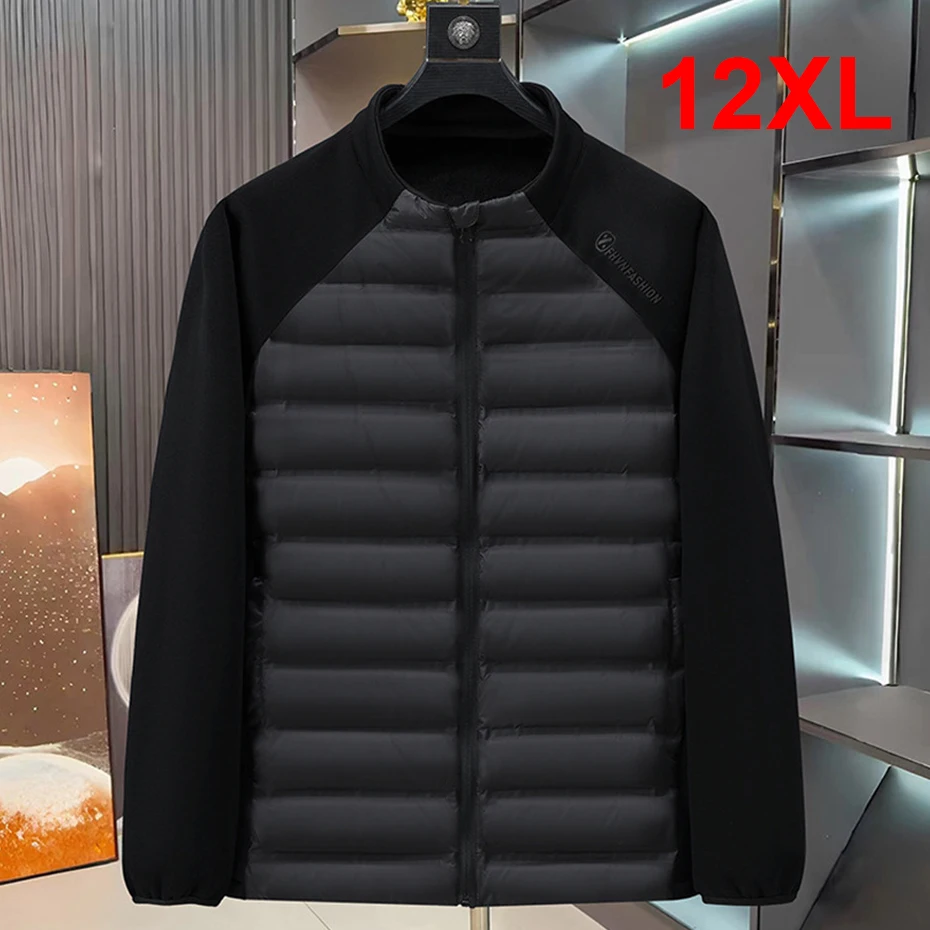 12XL Plus Size Parkas Men Winter Thick Jacket Fashion Casual Sleeve Patchwork Jackets Coats Male Padded Jacket Big Size