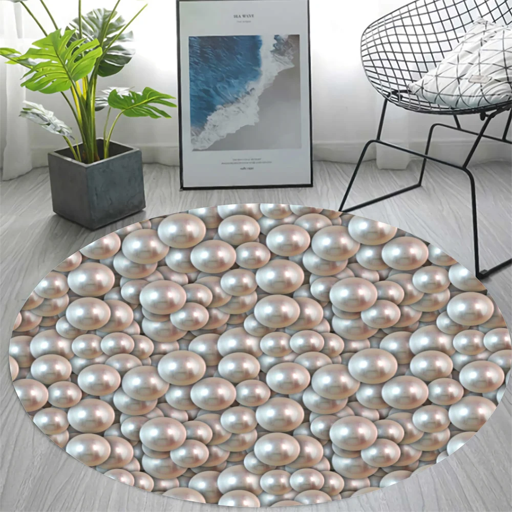 CLOOCL Fashion Round Carpet Dazzling Pink Pearl Pattern 3D Printed Rug Living Room Bedroom Floor Mat Home Decor Drop Shipping