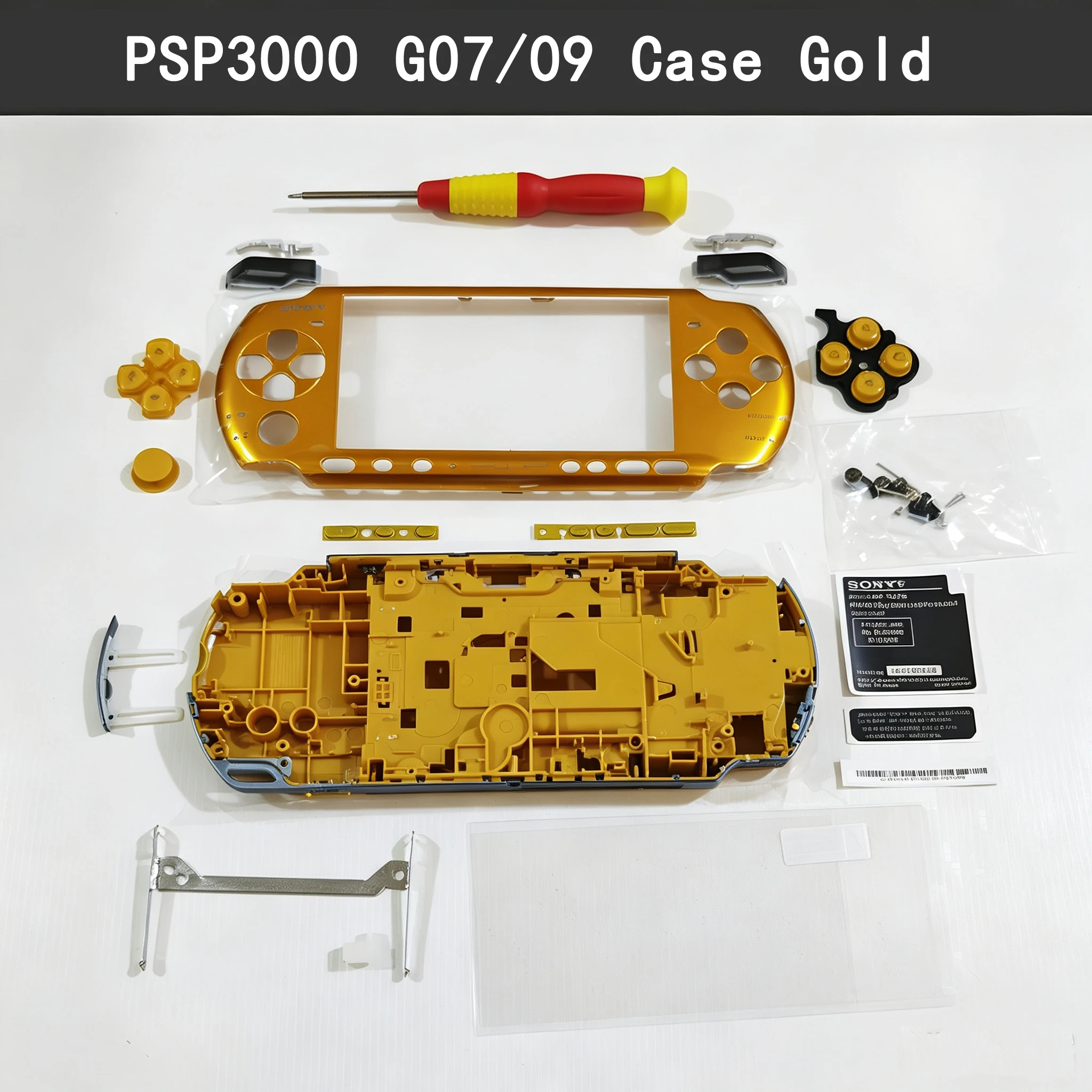 Obudowa zamienna do Sony PSP3000 G09/07, jednolity kolor, pełna obudowa, zestaw części do samodzielnej naprawy, zestaw do wymiany obudowy konsoli. — zdjęcie produktu 3