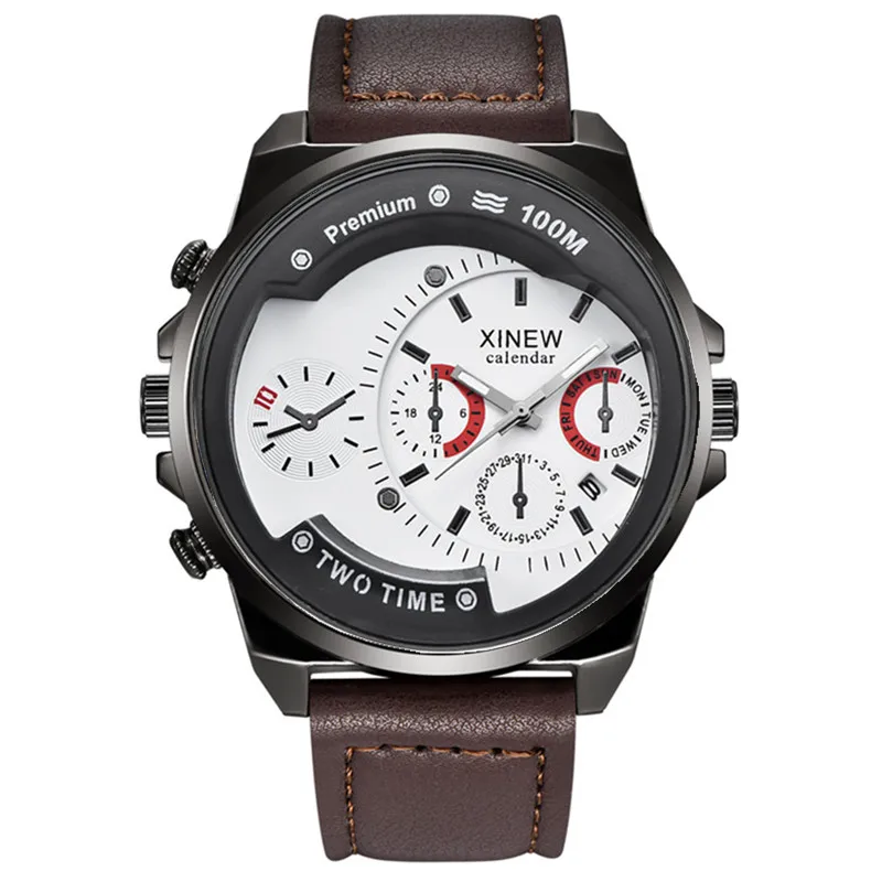 

Мужские часы XINEW для студентов, модные повседневные часы с кожаным ремешком, подарок, кварцевые часы с датой, Relogio Masculino Montre Homme