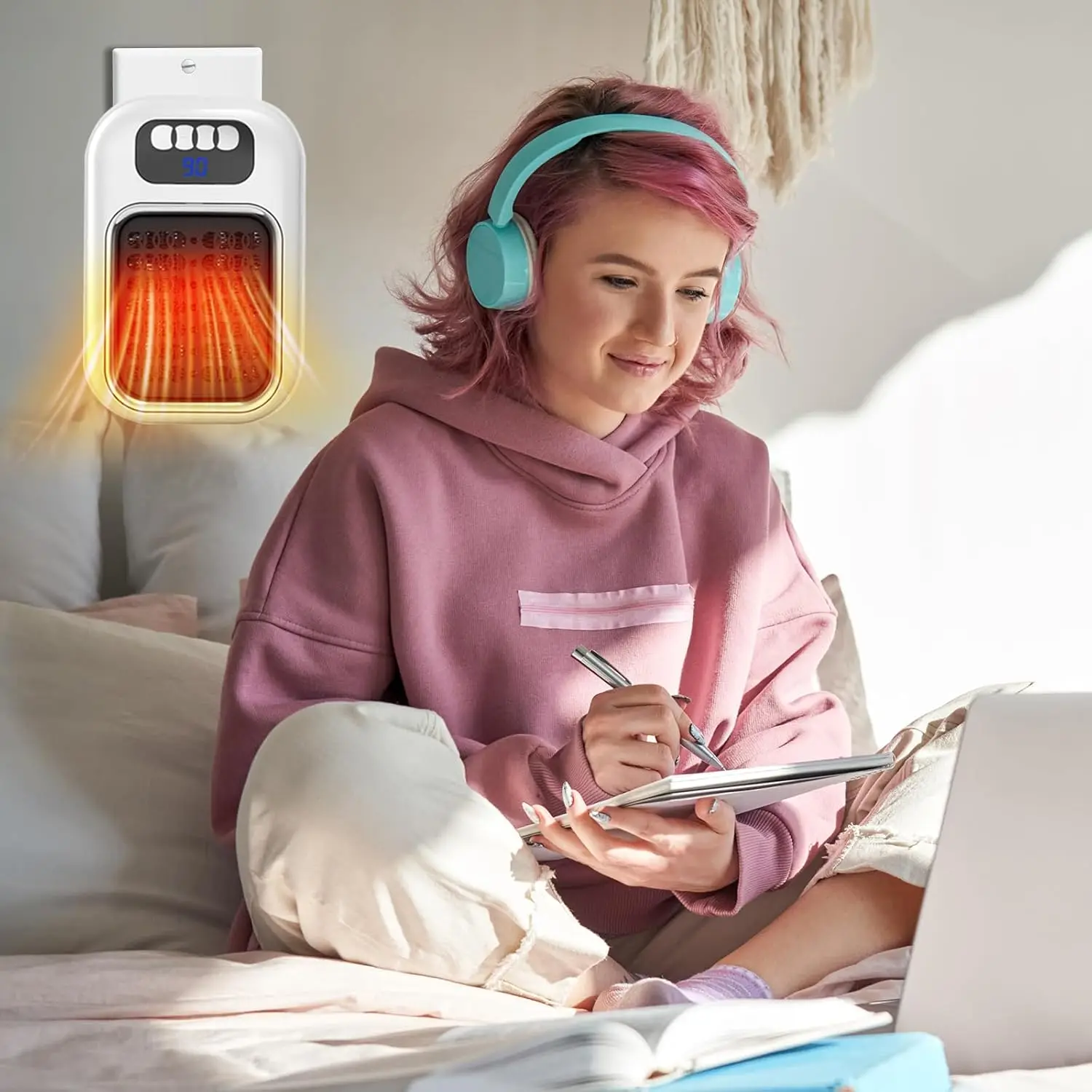 سخان مساحة جديد بقدرة 370 وات 2025، سخان كهربائي مثبت على الحائط، شاشة عرض LED، ترموستات قابل للتعديل