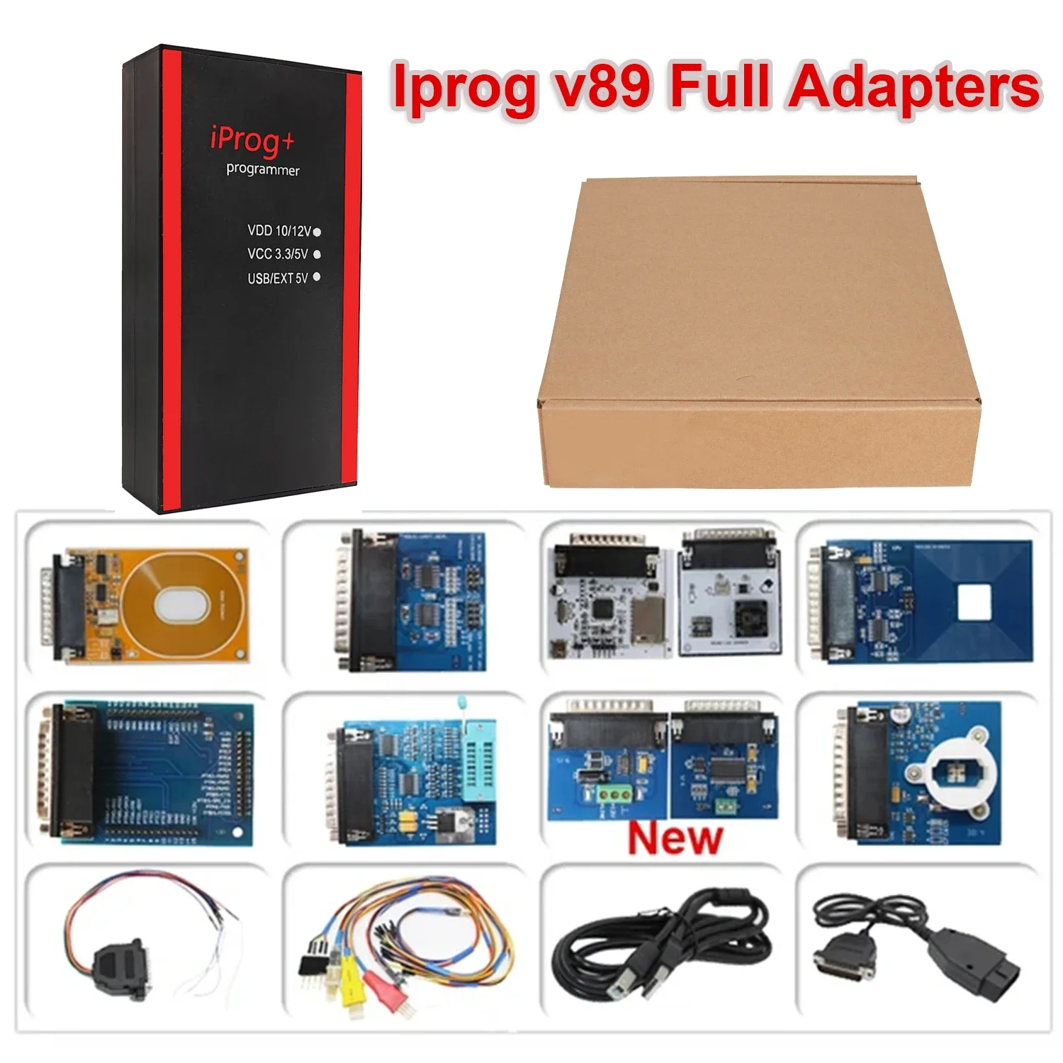Iprog V89 Pro Iprog+ V87 Full with Probe Adapter Support IMMO Mileage Airbag ECU PK Carprog / Digiprog / Tango with Toolbox