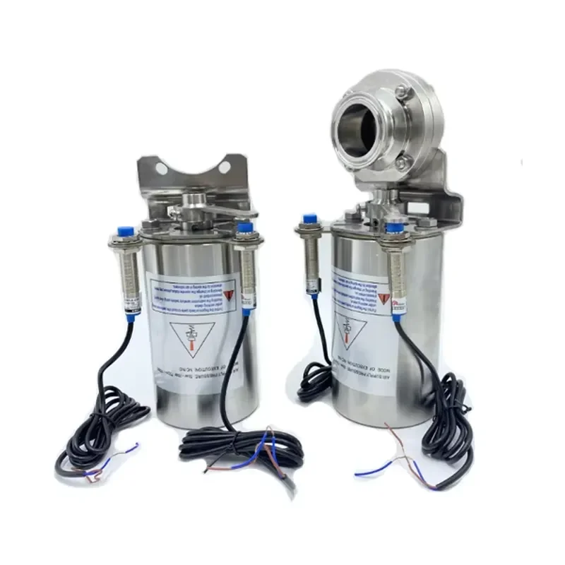 Tri Clamped Sanitary Single Double Action Pneumatic Butterfly Valve With Proximity Switches (Sensors)