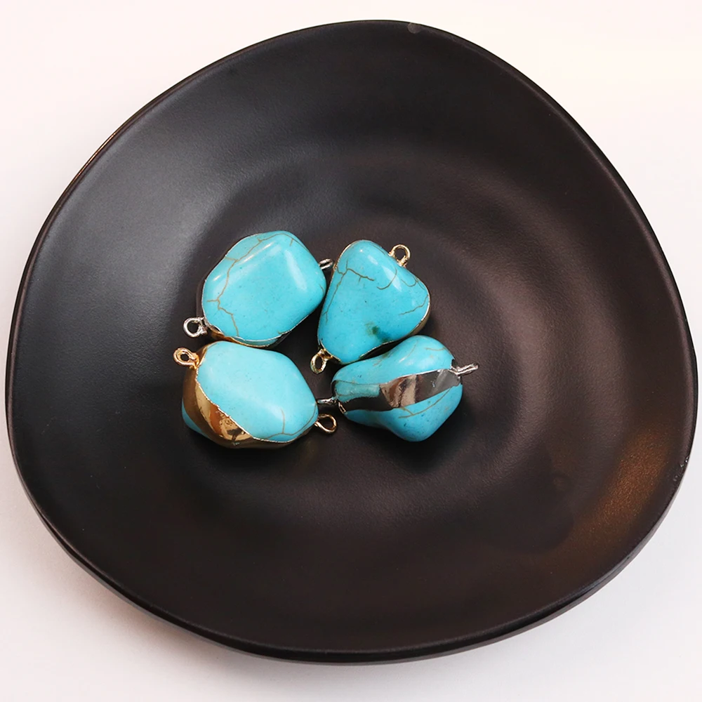 

2 Pcs Wholesales Irregular Blue Turquoise Stone Natural Stone Pendant Jewelry Accessorie Suitable for Handmade Pendant Necklace