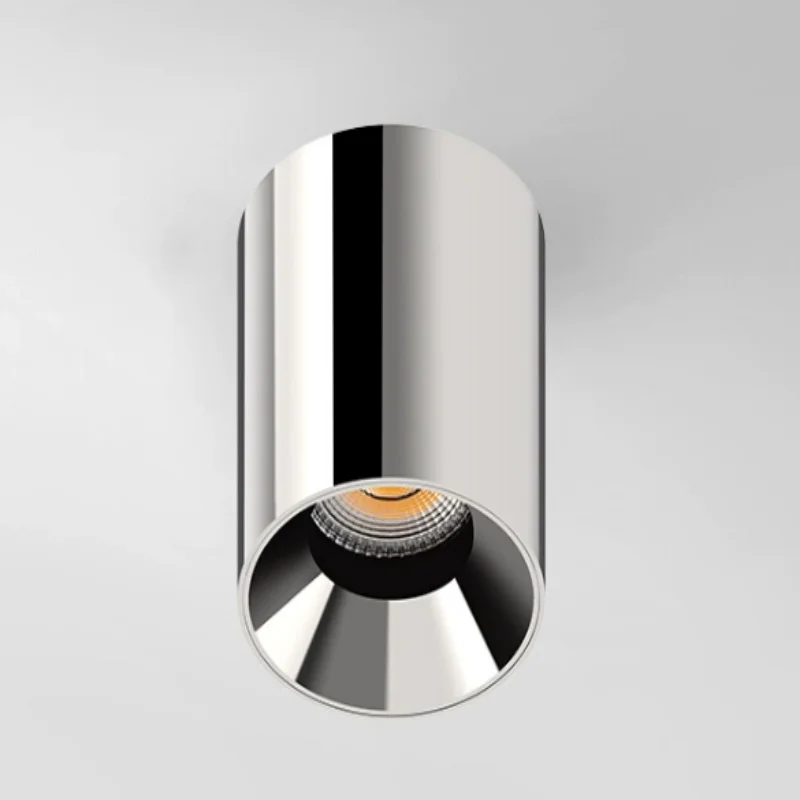 Exposed ceiling light - stainless steel anti-glare electroplated silver color, round, ultra-thin, antique style