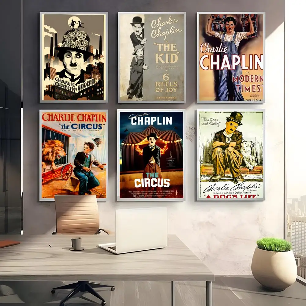 C-Charles Spencer Chaplin Poster Poster Self-adhesive Waterproof Sticker Dormitory Restaurant Wall Decor