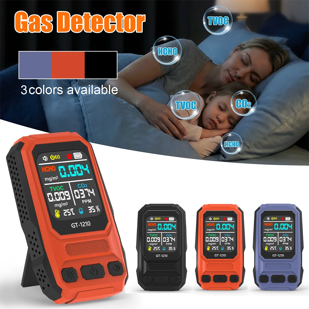 HCHO Detector CO2 Meter TVOC Sensor Portable CO2 Tester All-in-One Air Sensor Air Quality Monitor Temperature Humidity Meter